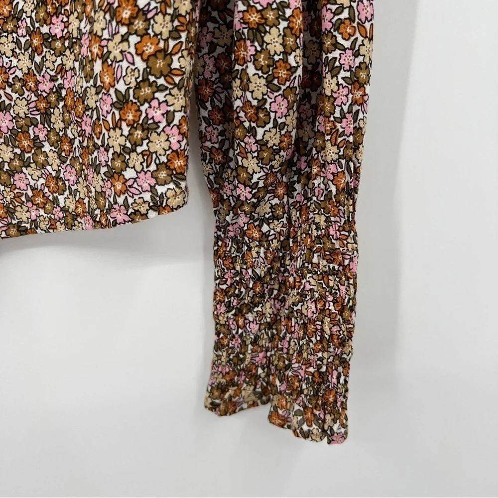 Faithfull the Brand Aira Knot Buttondown Long Sleeve Mathiola Floral Print Top
